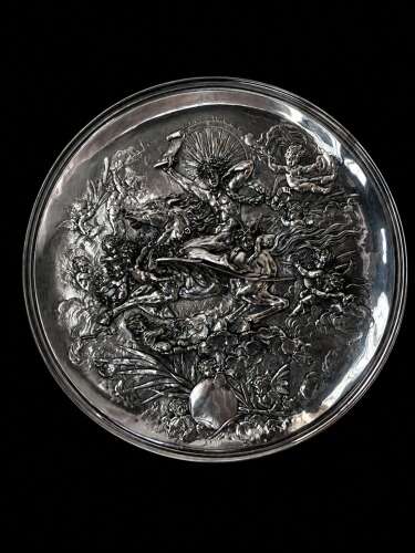 Antique Silver Plate Repoussé Charger by Elkington and Co. 1868