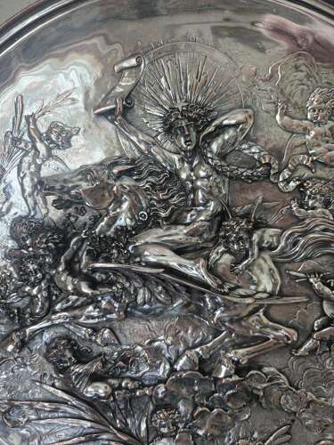 Antique Silver Plate Repoussé Charger by Elkington and Co. 1868
