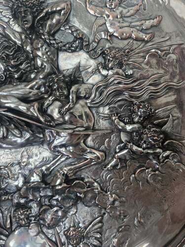 Antique Silver Plate Repoussé Charger by Elkington and Co. 1868