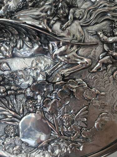 Antique Silver Plate Repoussé Charger by Elkington and Co. 1868