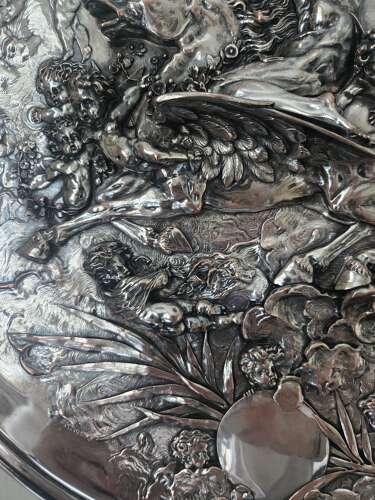 Antique Silver Plate Repoussé Charger by Elkington and Co. 1868