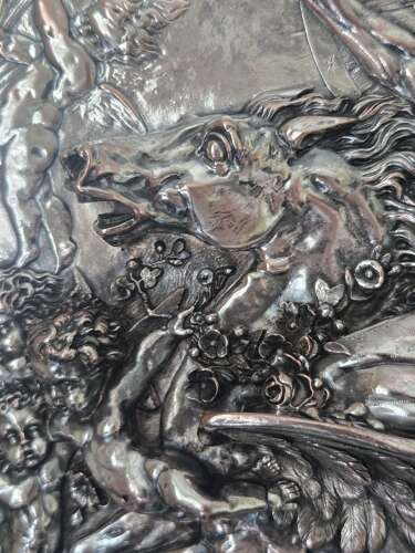 Antique Silver Plate Repoussé Charger by Elkington and Co. 1868