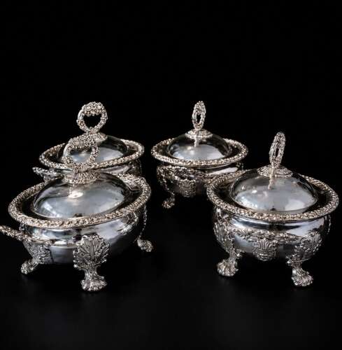 C1780 Georgian Silver Plated 4 Matching Tureens