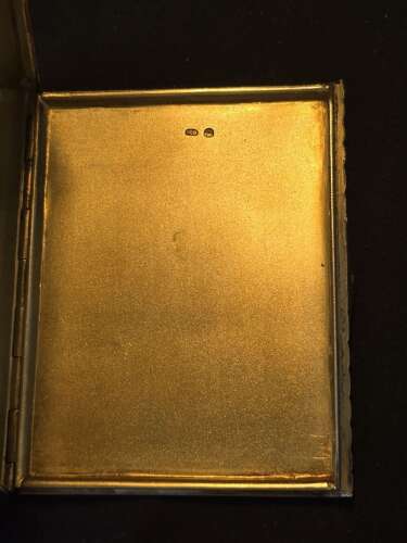 Art Deco Russian Solid Silver & 14k Gold Cigarette Case St. Petersburg