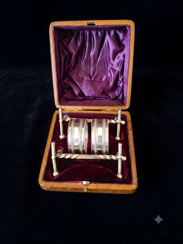 Antique Silver Plate Duo Napkin Rings and Knife Rests