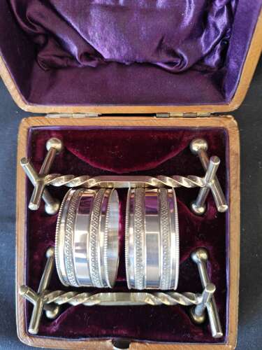 Antique Silver Plate Duo Napkin Rings and Knife Rests