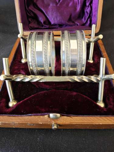 Antique Silver Plate Duo Napkin Rings and Knife Rests