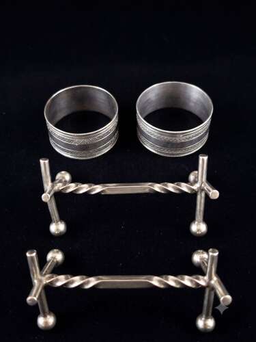 Antique Silver Plate Duo Napkin Rings and Knife Rests