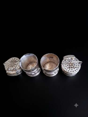 Rare Antique c.1880 Novelty Silver Plate Letterbox Pepper Shakers