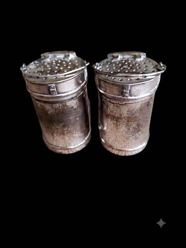 Rare Antique c.1880 Novelty Silver Plate Letterbox Pepper Shakers