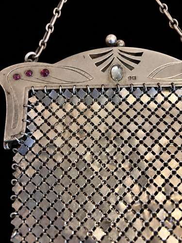 Antique Silver Mesh Evening Purse – Art Deco