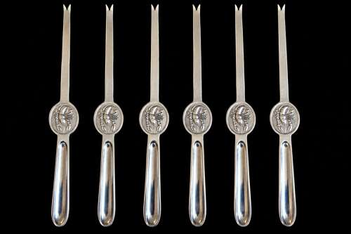 Set of 6 Silver-Plated Lobster Picks